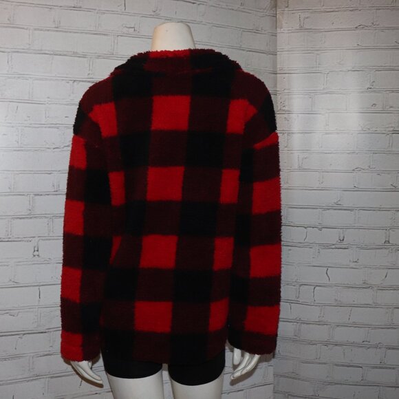 ❤️🖤🏕️ Old Navy Fleece · Red Buffalo Plaid · Half-Zip · Size M - Picture 5 of 6